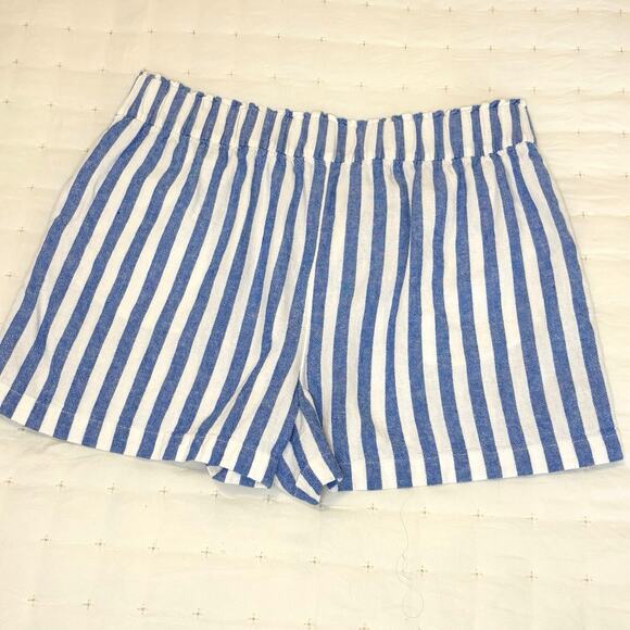 Sonoma Linen Shorts Women's L | Blue & White Striped | Lightweight Comfort | EUC - Picture 3 of 10